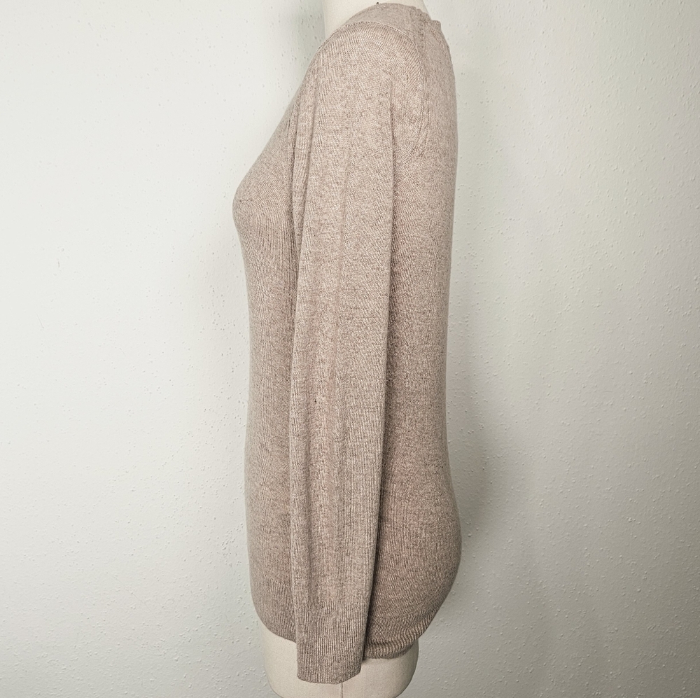 Banana Republic Italian Wool Cashmere Blend Rope Trim Sweater XS Beige - Picture 4 of 11